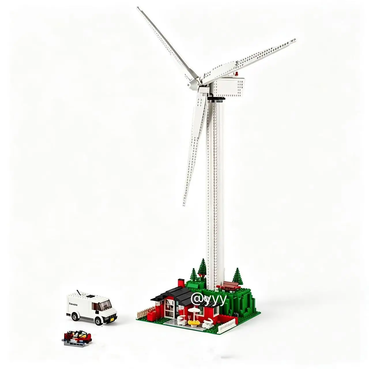 NEW/844pcs urban creative architecture Vestas wind turbine white windmill assembly collection ornaments birthday Christmas gift