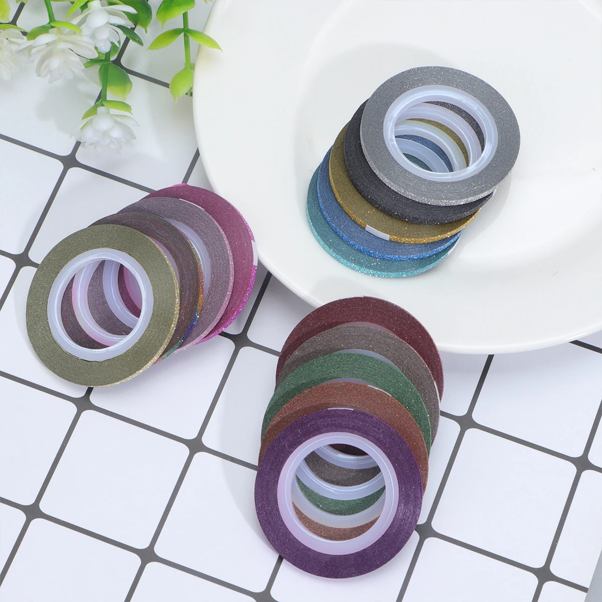 

3Mm Shiny Art Line Tape Nail Sticker Decals Set Manicure Diy Decoration Tool Women Sparkle Adhesive Tapes Multi Color Nail