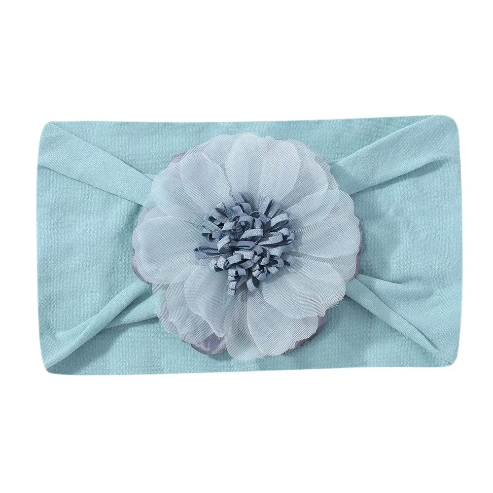 

Новинка с шифоновым цветком, детская повязка для волос, однотонная мягкая повязка на голову, эластичная нейлоновая повязка на голову для девочек