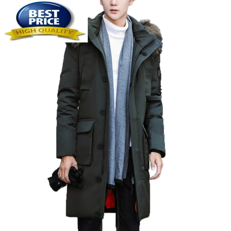 Winter Coat Men's Thicken Warm Mid-length Down Jacket Men Korean Hooded Man Coat Oversize Jaqueta Inverno Masculina