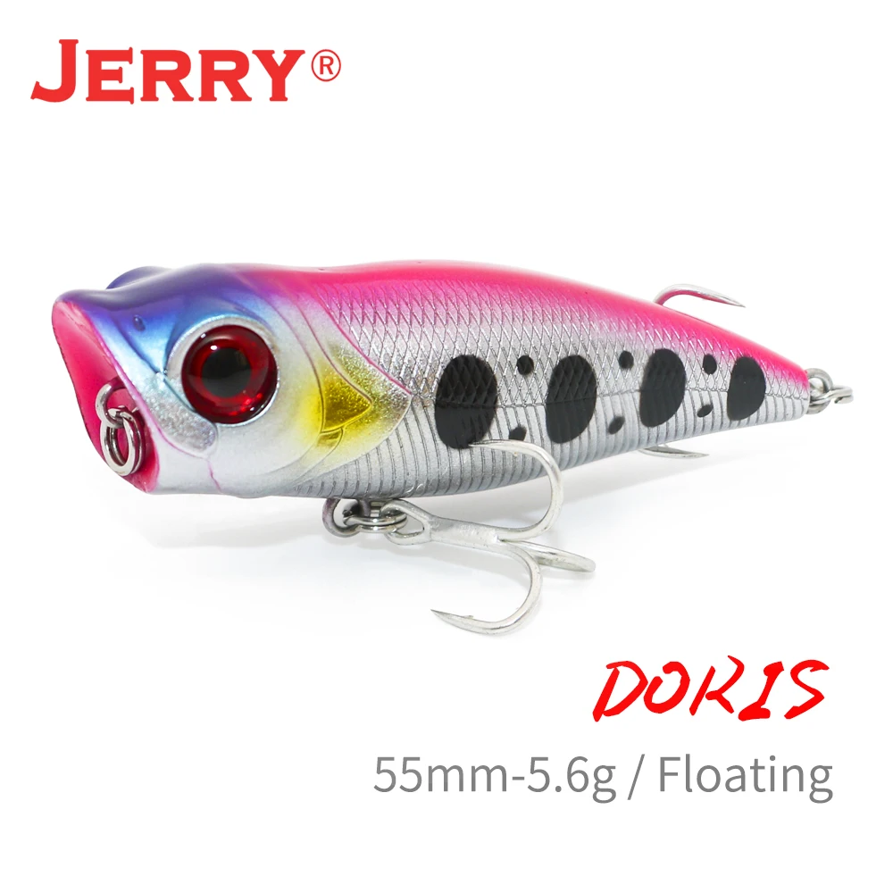 Jerry Doris Surface Floating Popper Fishing Lure 55mm Plastic Artificial Top Water Hard Bait Bass Pike Tackle