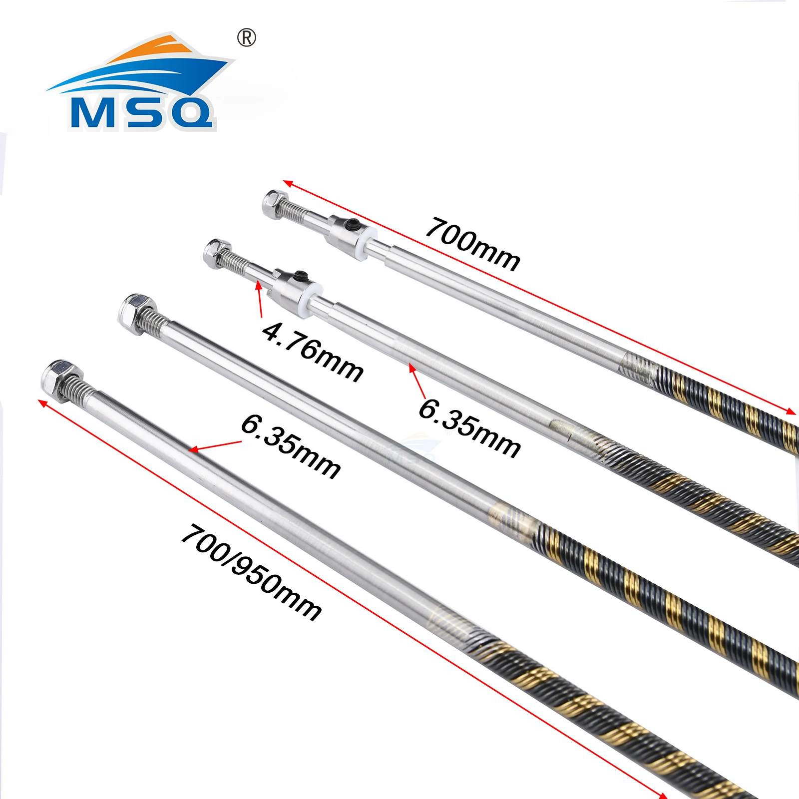 Links/Rechts 6,35 mm 1/4 Zoll flexible Welle 6,35 mm bis 4,76 mm 3/16 Zoll Propellerwelle ca. 700/950 mm Flexkabel für Gas Nitro Rc Boot