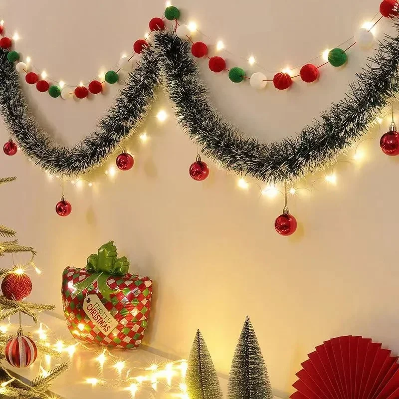 Christmas Tinsel Ribbons Strip Glitter Garland Wreath Xmas Tree Hanging Pendant Ornament for Xmas Party Home Outdoor Decorations