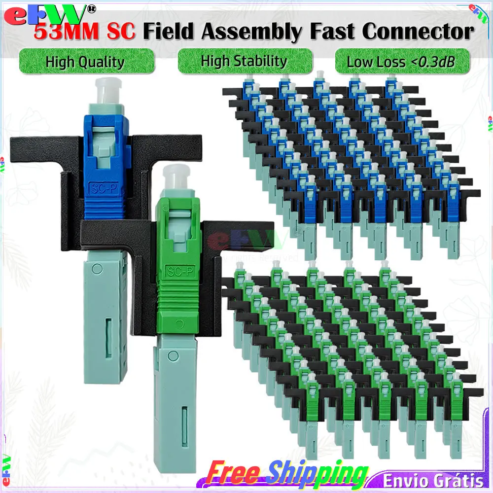 

300pcs SC APC/UPC Fast Connector Single-Mode Connector FTTH Tool Cold Connector Tool Fiber Optic Fast Connnector 53mm drop sale