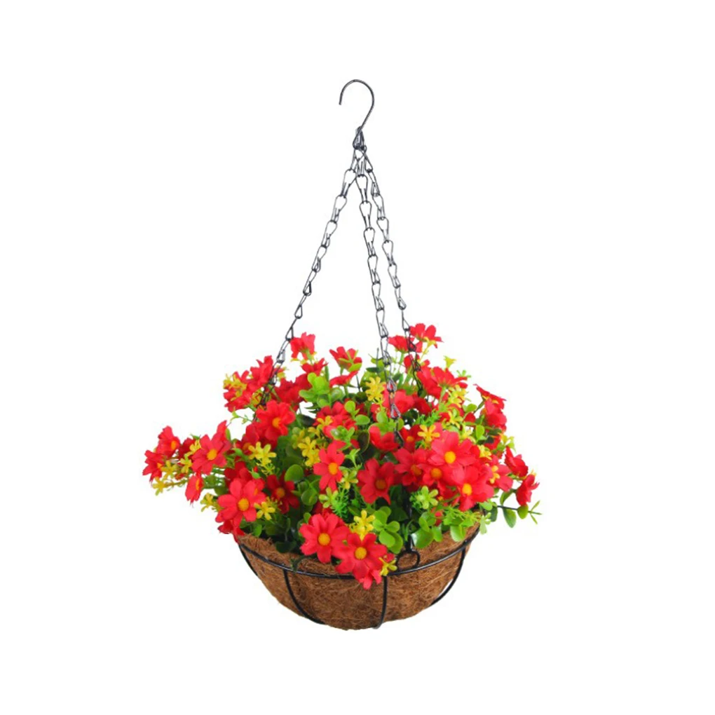 Premium Iron Hanging Basin Decoration Long-lasting Beauty Realistic Appearance Hanging Baskets Artificial Flowers