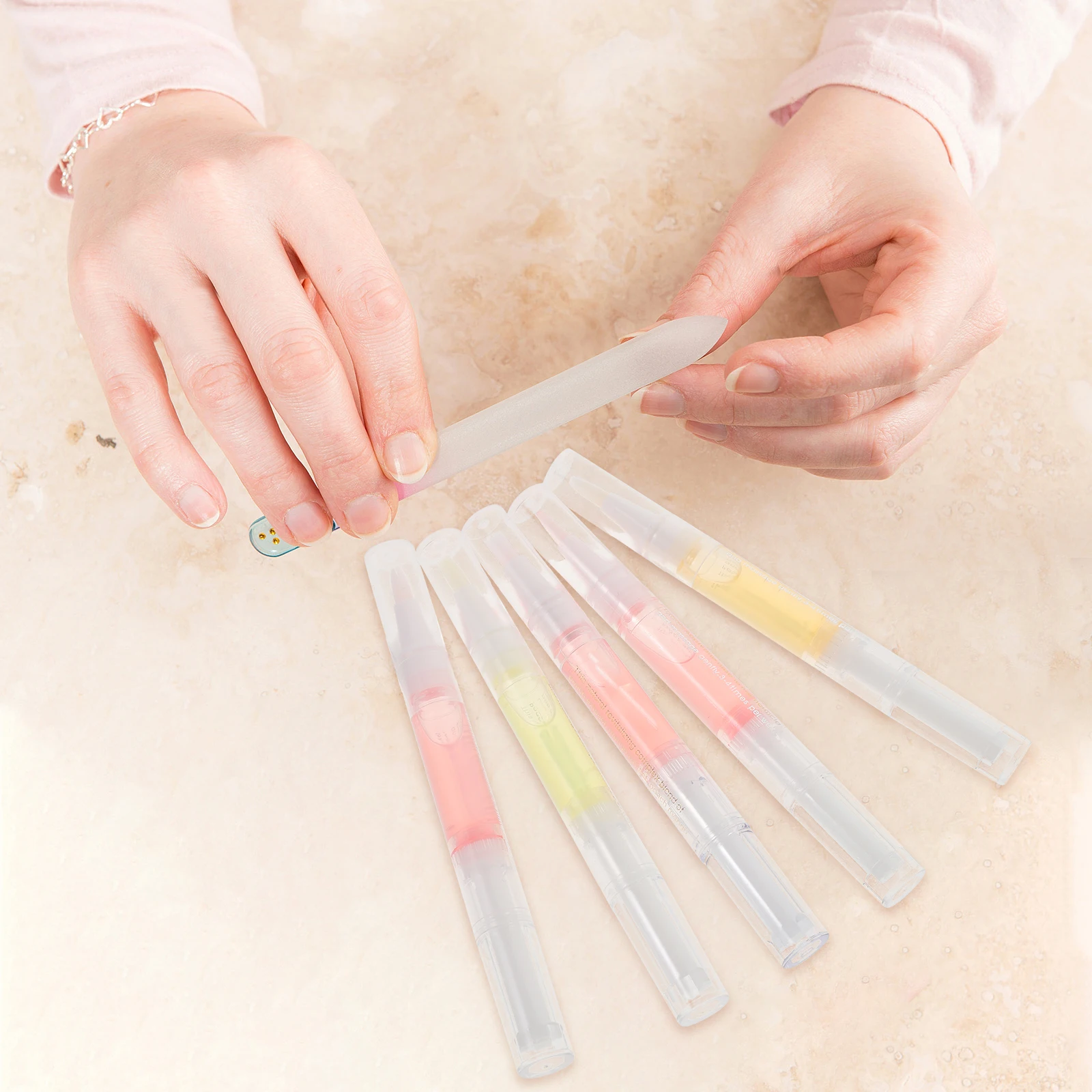 

5 Pcs Cuticle Oil Pen Nutrient Nail Care Supply Revitalizing Softener Moisturizer Precision Application Portable Design Manicure