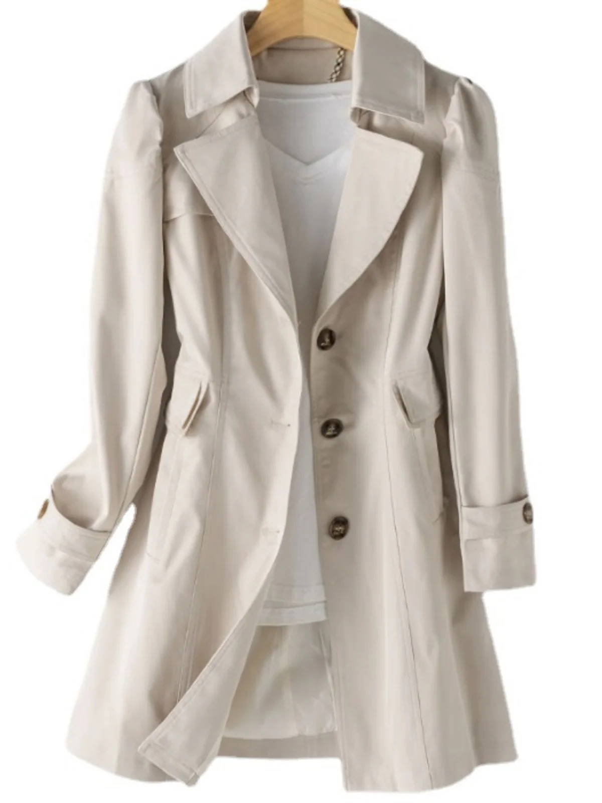 

Женский плащ на одной пуговице средней длины Jaet Street Sle Pure Color, свободная посадка, длинная осенняя верхняя одежда све