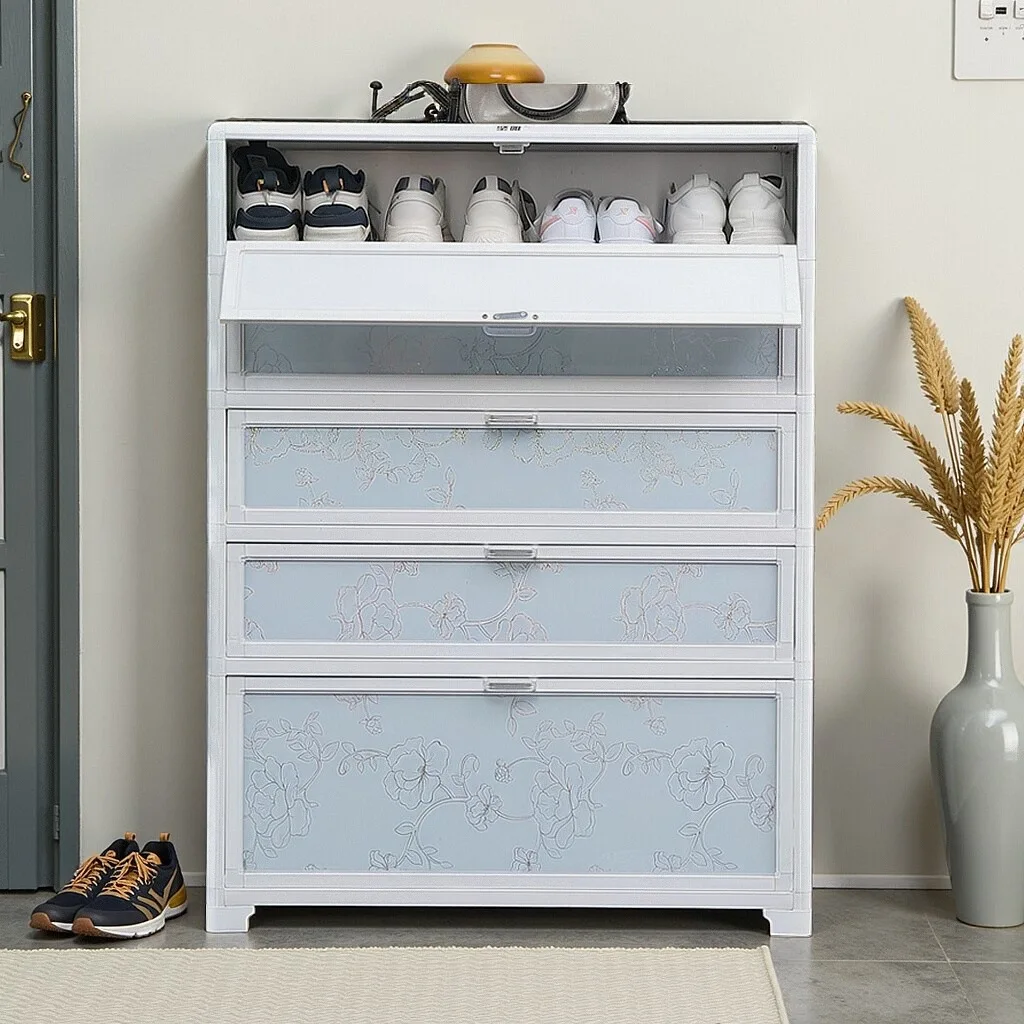 Aluminum alloy shoe cabinet, easy assembly, economical space-saving household outdoor balcony, sun-proof waterproof glass cabine