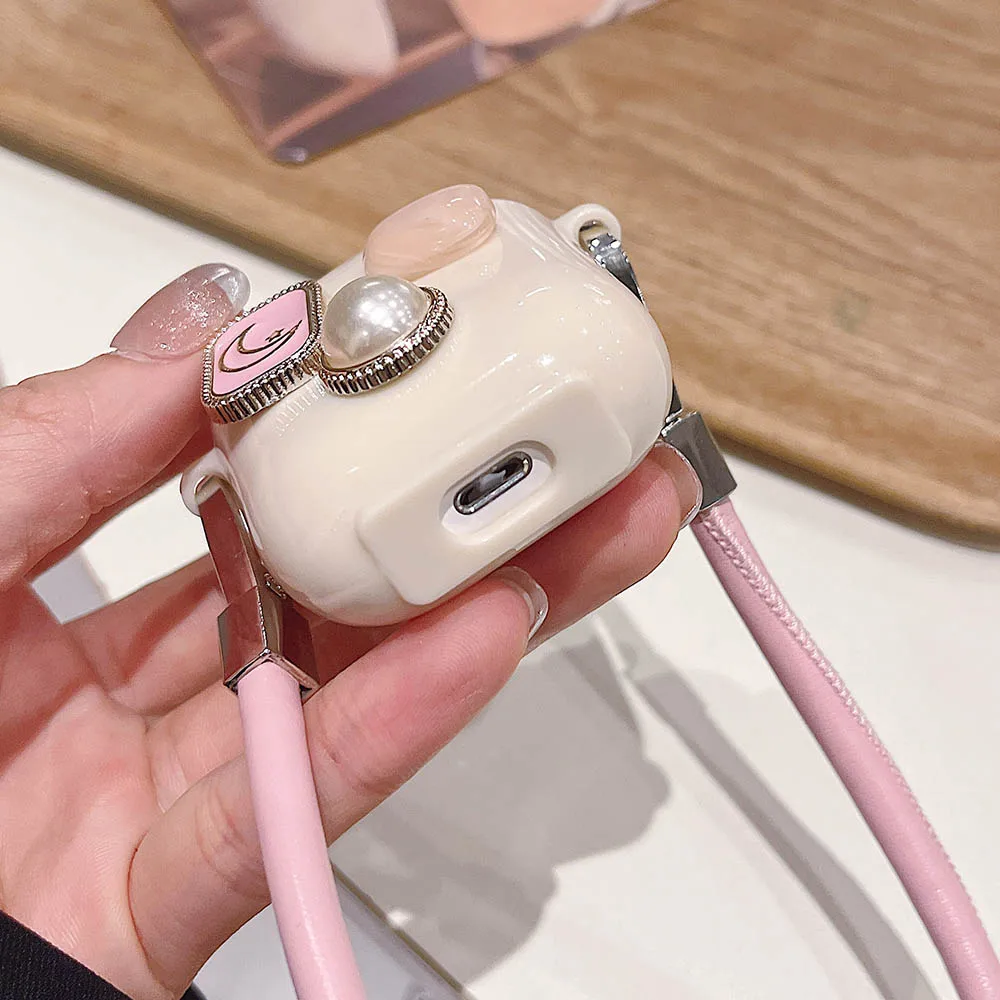 กระเป๋าใส่ของหูฟังสำหรับเด็กผู้หญิงประดับมุก3D หรูหราสำหรับ Apple airpods Pro 2ชุดหูฟังฝาครอบกล่องสำหรับ airpods 2/1 3กล่องกันกระแทกซิลิโคน