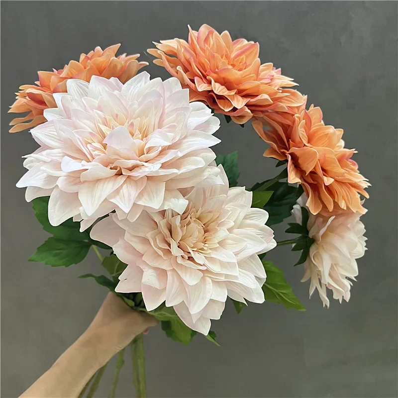 4Pc Moisturizing Real Touch Dahlia Flowers Aritificial Latex Flower Decoration Wedding Home Living Room Event Party Dahlia Flore