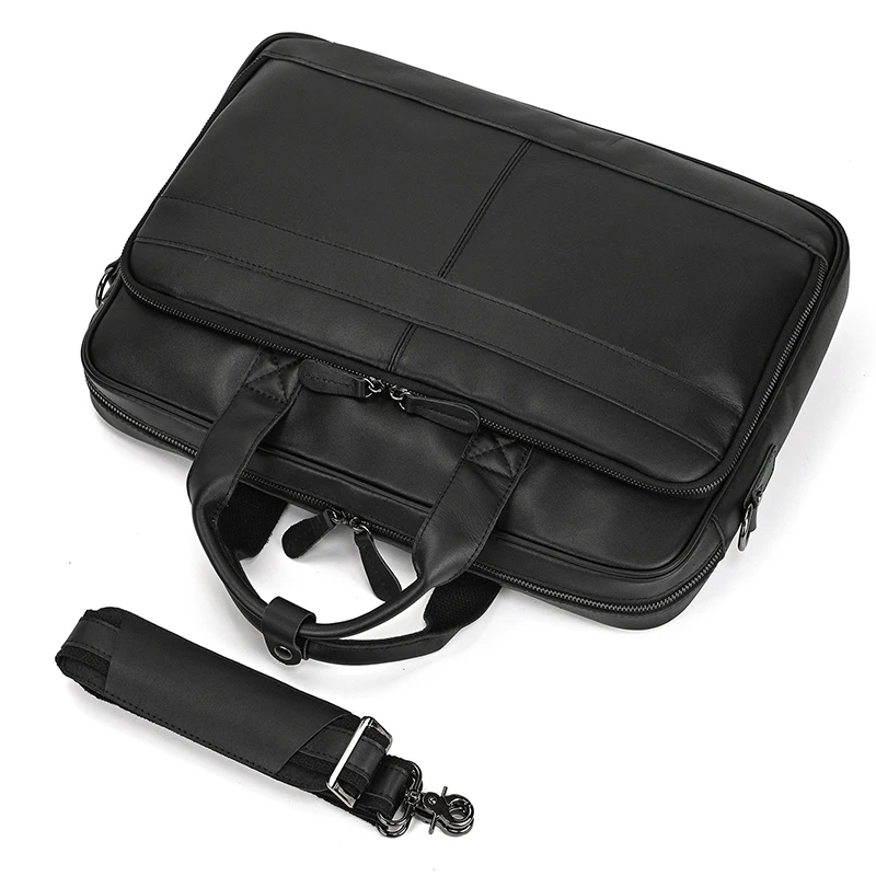 Men Briefcase Genuine Leather Laptop Bag 14 15.6" PC Doctor Lawyer Computer Bag Cowhide Male Briefcase Leather Men Business Bag