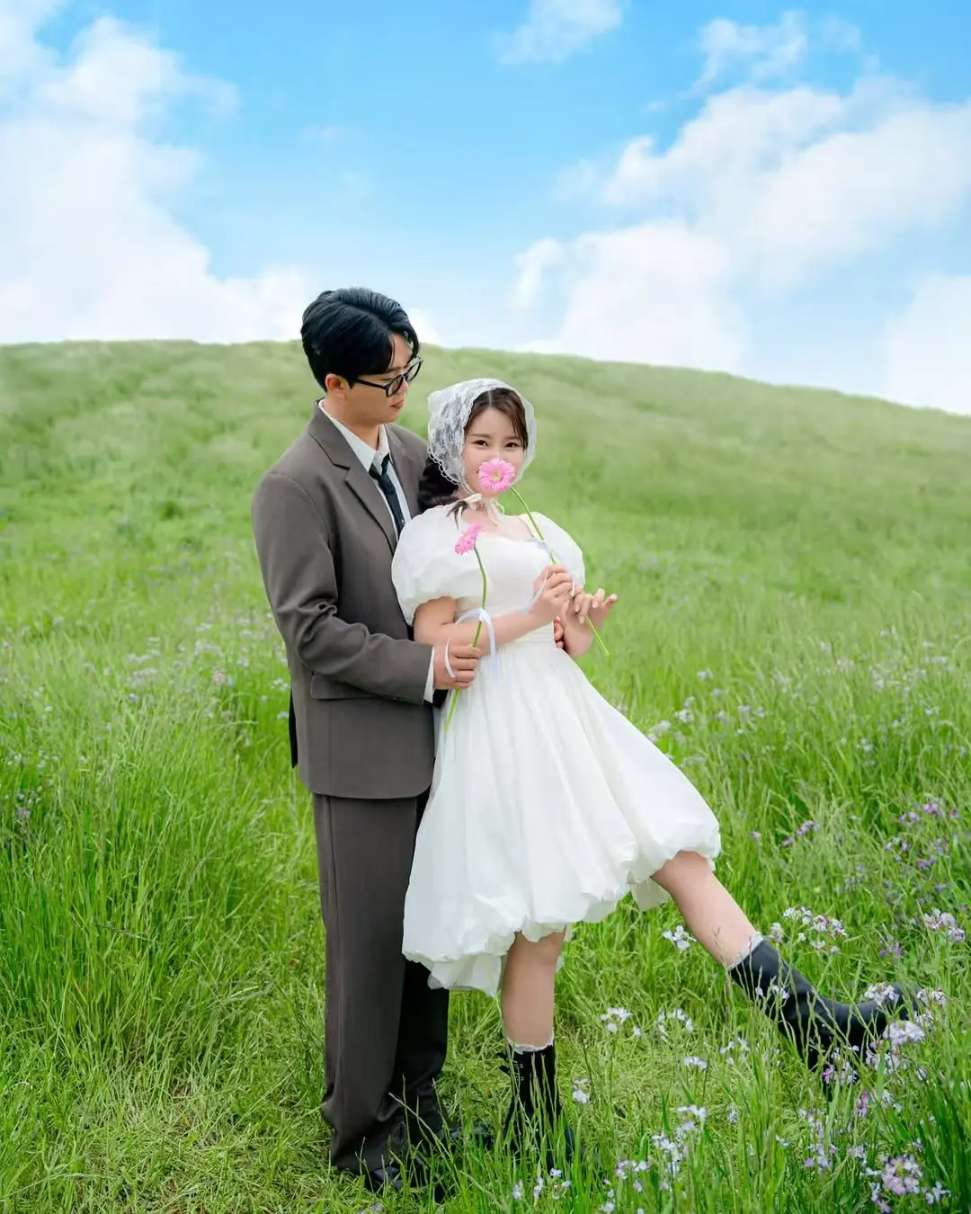 ZHIO Pastrol Tulle O-Neck Knee-Length Korean Wedding Dress Photo Shoot A Line Puff Short Sleeve Formal Bride Gowns Customized