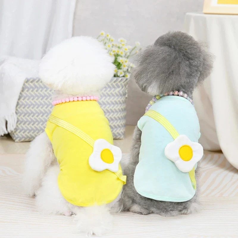 Cute fried egg dog spring summer clothes designer clothes for dogs and cats vest poached egg bag puppy summer dog clothes