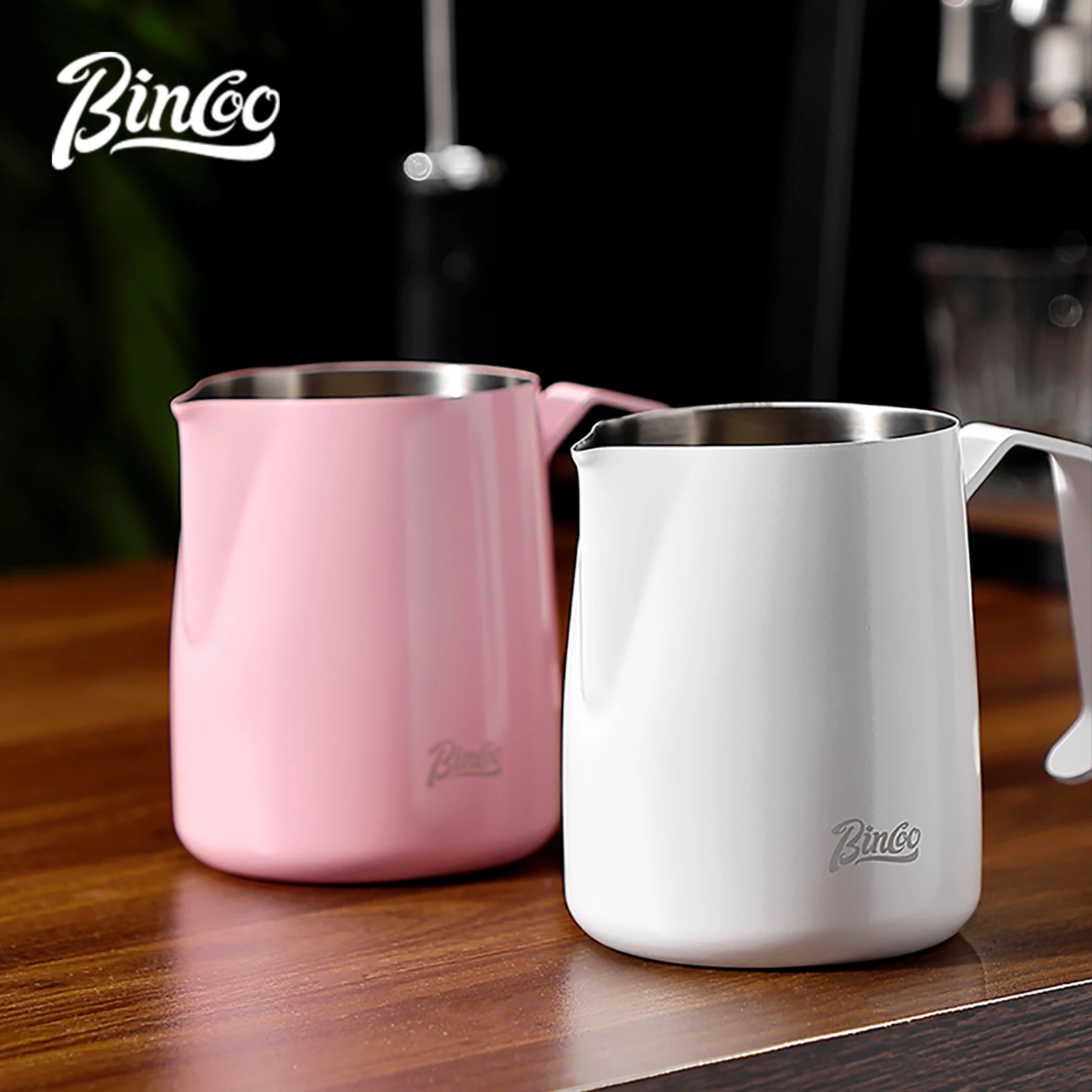 

Bincoo 400ml/600ml Professional Milk Frothing Cup with Sharp Spout Design Inner Volume Scale Stainless Steel Coffee Making Tool