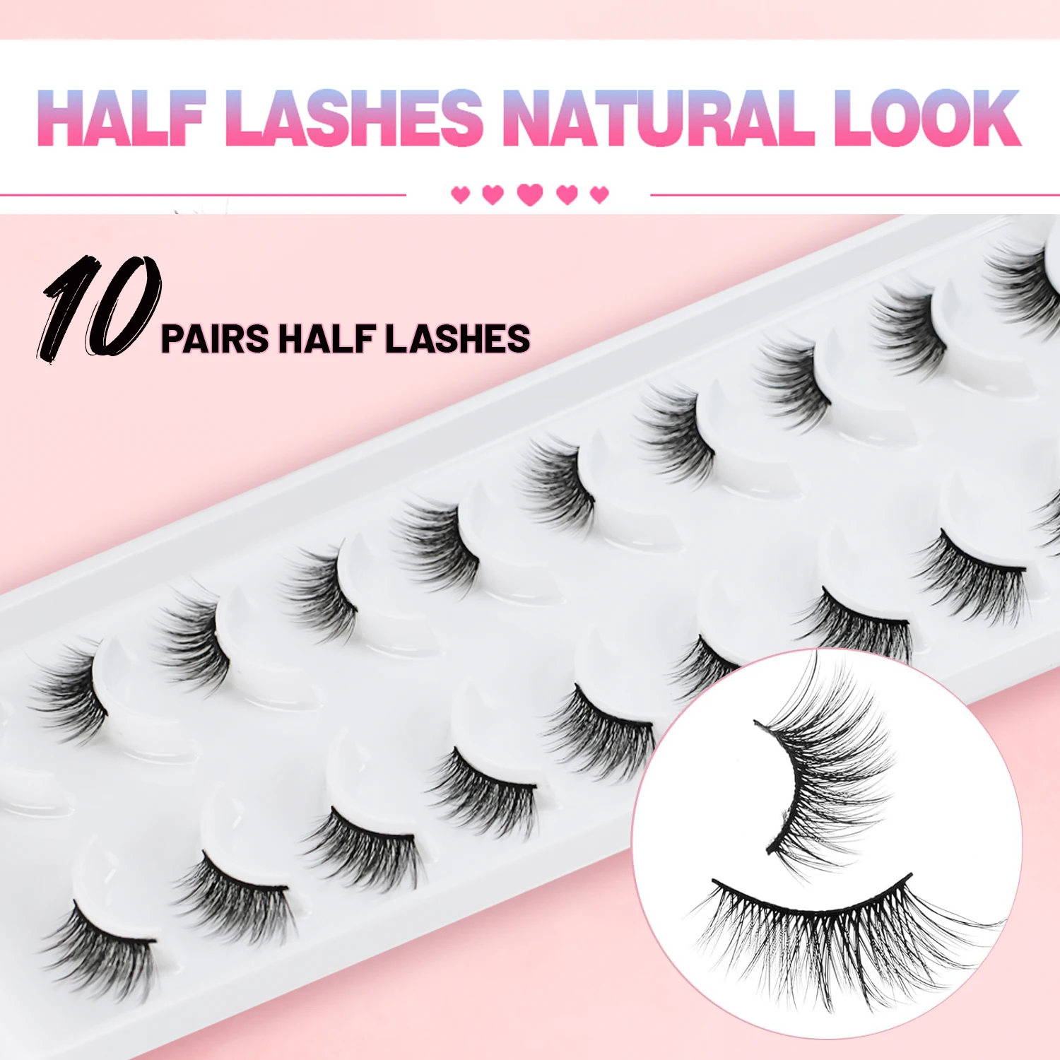 ขนตาครึ่ง,ลักษณะธรรมชาติ,ขนตาปลอม Wispy ขนตาแมว 3D Curly นุ่ม 18 มม.Fluffy Mink Eyelashes 10 คู่