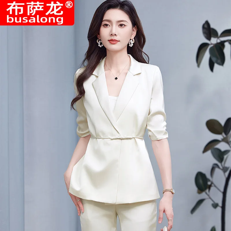 Elegant professional women's suit2025New summer fashion stylish women's wide-leg pants two-piece set