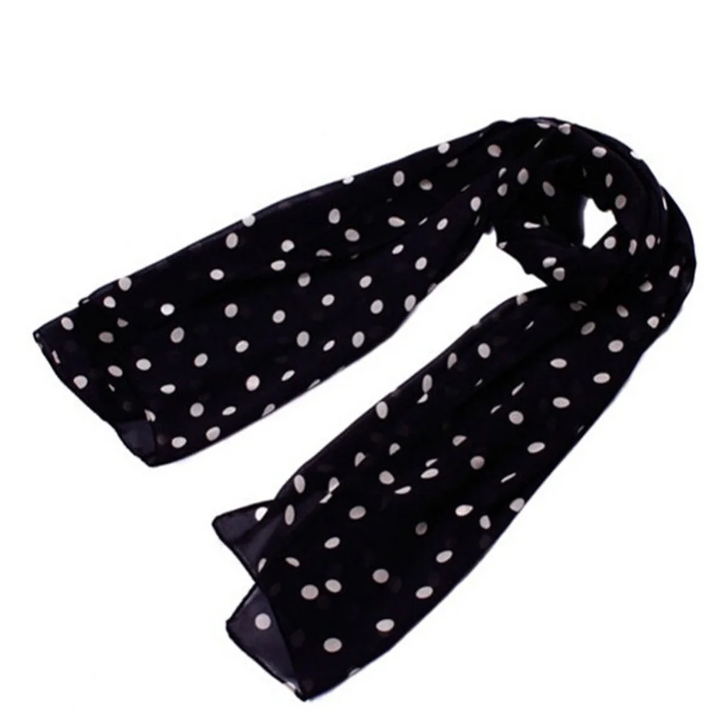 

150x48cm Chiffon Scarf Wrap Lightweight Sunscreen Shawl for Women Summer Uv Protection Polka Dots Elegant Long Scarves Portable