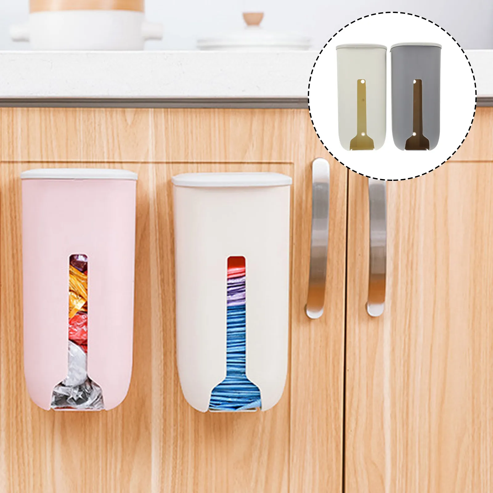 2Pcs Wall Mounted Garbage Bag Rack Heavy Duty Plastic Trash Bag Holder for Kitchen Bathroom Office Bedroom Strong Adhesive