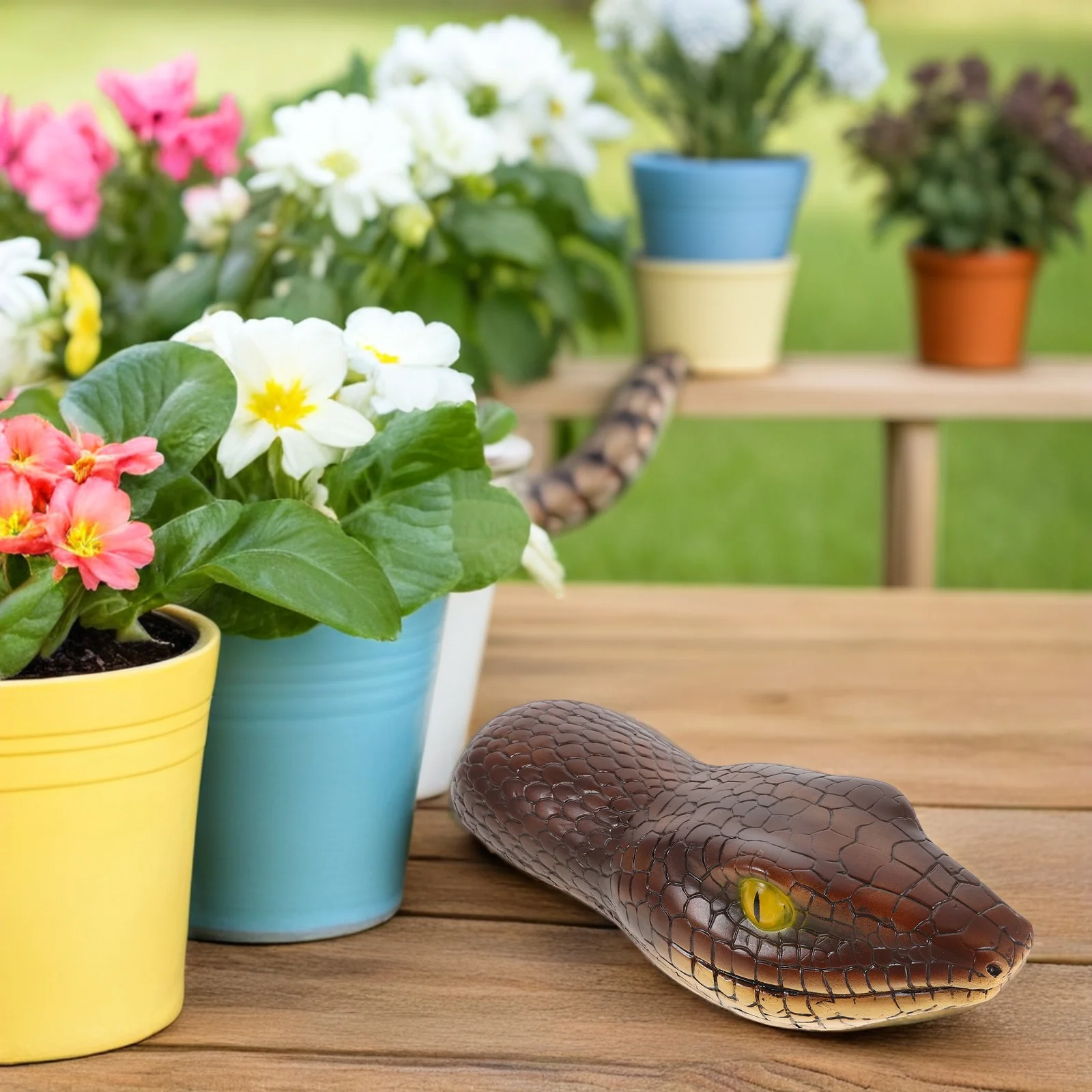 

Creative Snake Head Floating Decoration Resin Pond Ornament Lifelike Mini Statue UV Resistant Outdoor Water Garden Decor