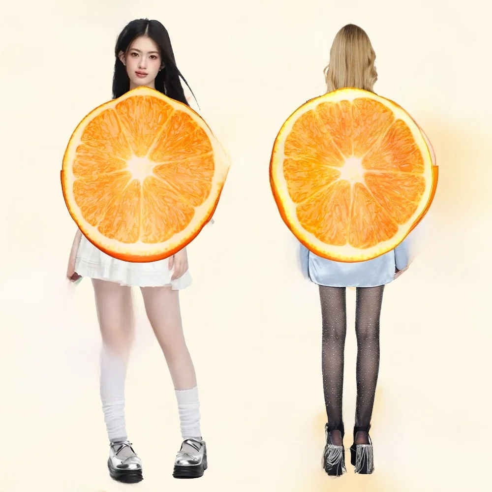 

loween Orange Cosplay Suit Fruit Costume Performance One-Piece Sponge Cosite Costume Women's Ethnic Stage Costume