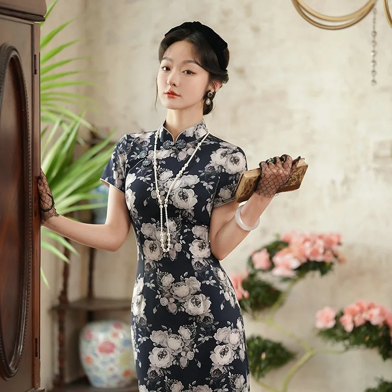 

Yourqipao 2024 Vintage improved cheongsam Chinese Women Traditional Qipao Dress Tang Suit Hanfu Skirt