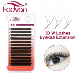 FADVAN 3D W Lashes Extension 0.07 D Premade W Shape Fan Lash Natural Soft Black W Style Lashes Faux Mink Individual Eyelashes