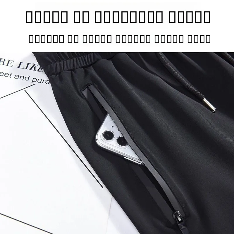 Damskie spodnie sportowe z lodowego jedwabiu, luźne, z prostymi nogawkami, letnie, cienkie, szybkoschnące, do biegania na zewnątrz, z wysokim stanem, codzienne.