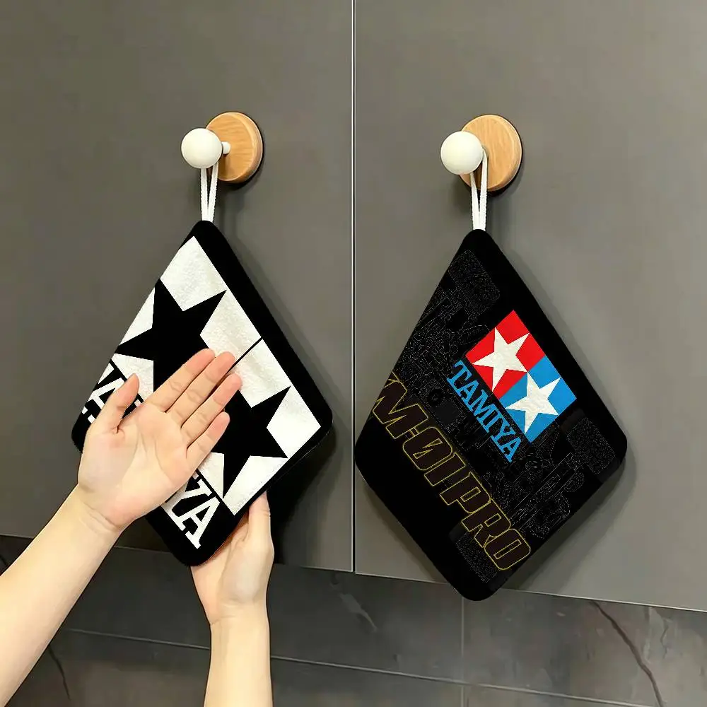 T-Tamiya Polyester Cotton Hand Wiping Towel, Anti-shrink Hanging Kitchen Cloth for Household Cleaning