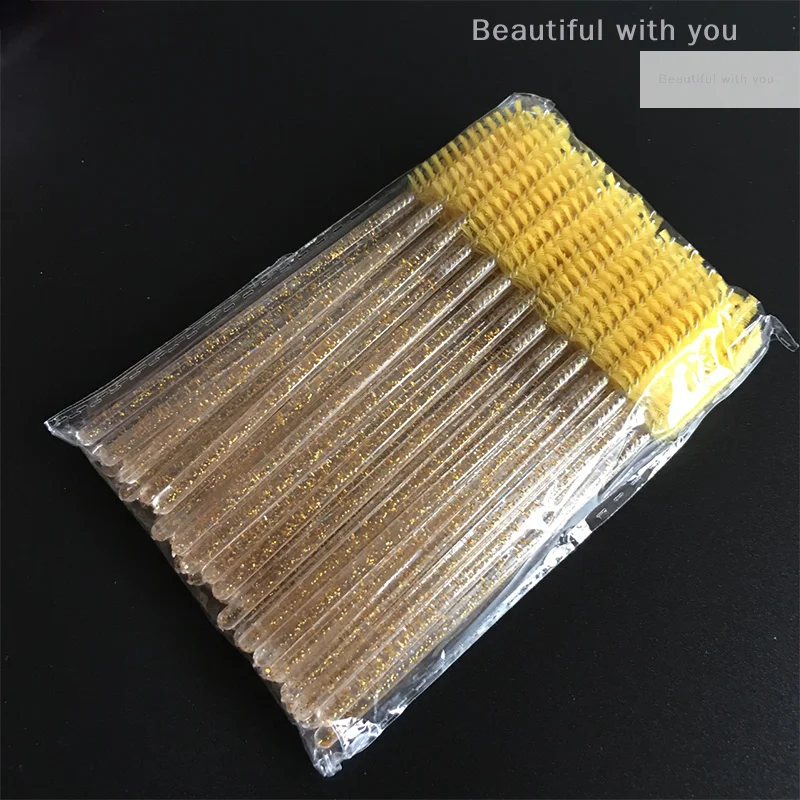 New style 50Pcs Disposable Crystal Eyelash Brush Eyelashes Lift Lifting Curler Eye Lash Extension Graft Brush Tool Accessories