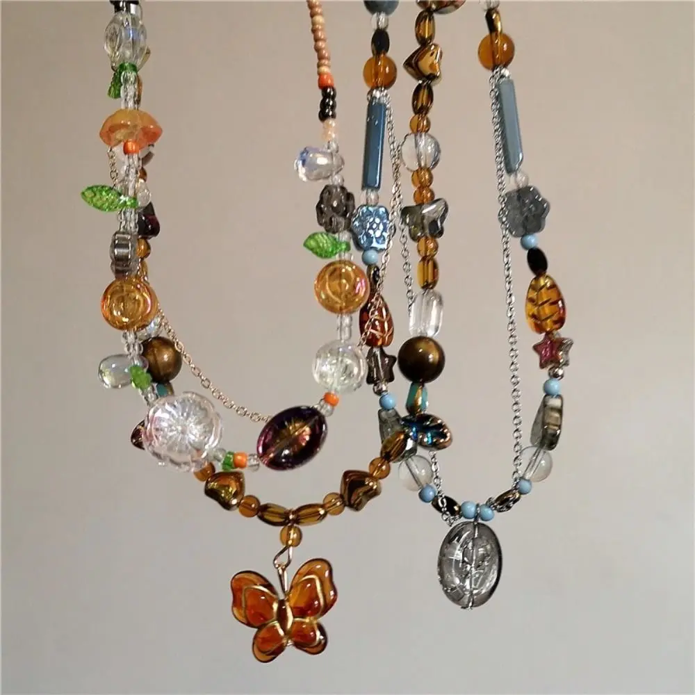 Fashion Bead Bohemia Necklace Handmade Craft Colorful Resin Flower Necklace Leaf Pendant Ethnic Necklace Jewelry