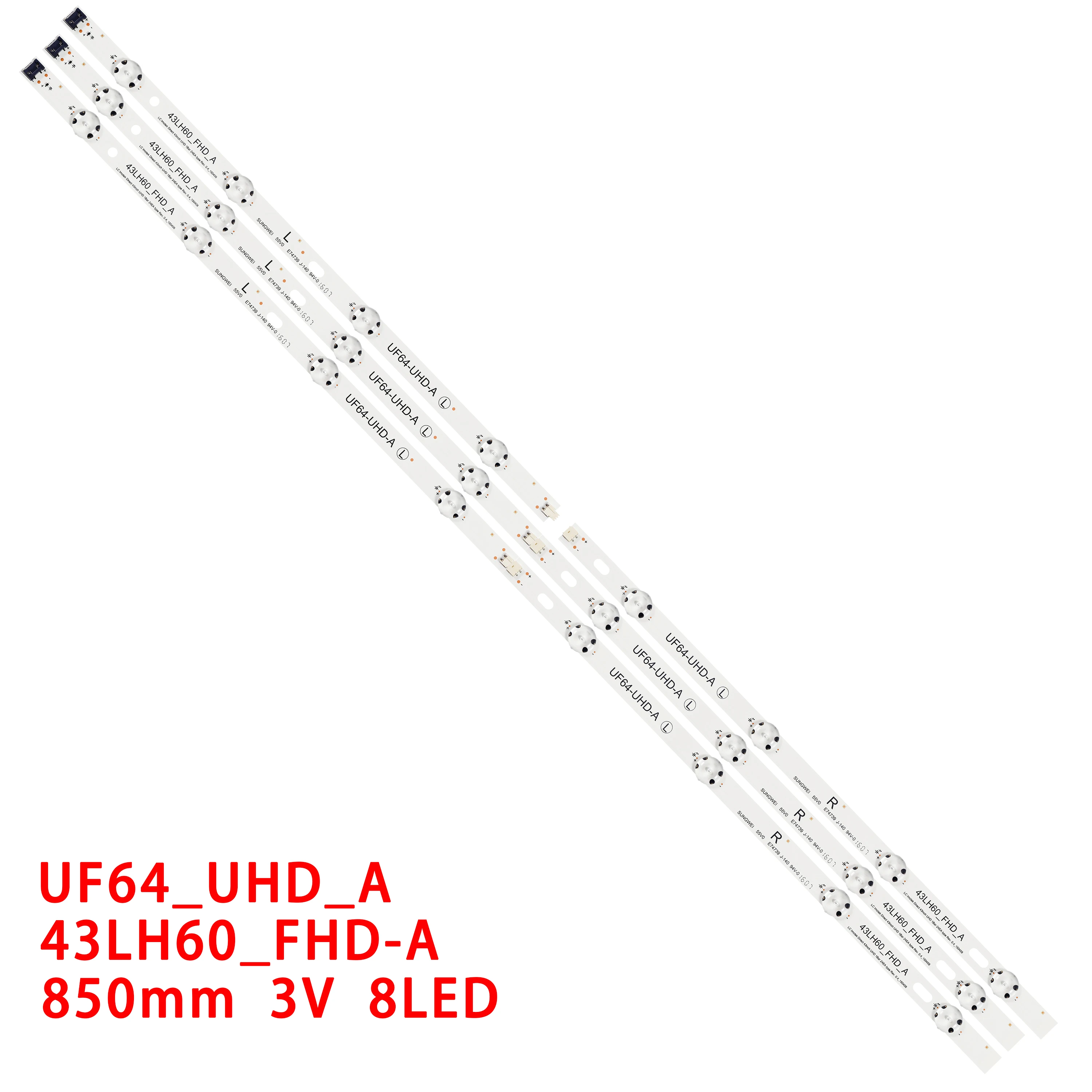 LED Backlight Strip 8 Lamp For Innotek Direct 43inch UHD 1Bar 24EA Type Rev. 0.4 43LH60_FHD_A NC430DUE-VUDN 43LH609V 43UF6409