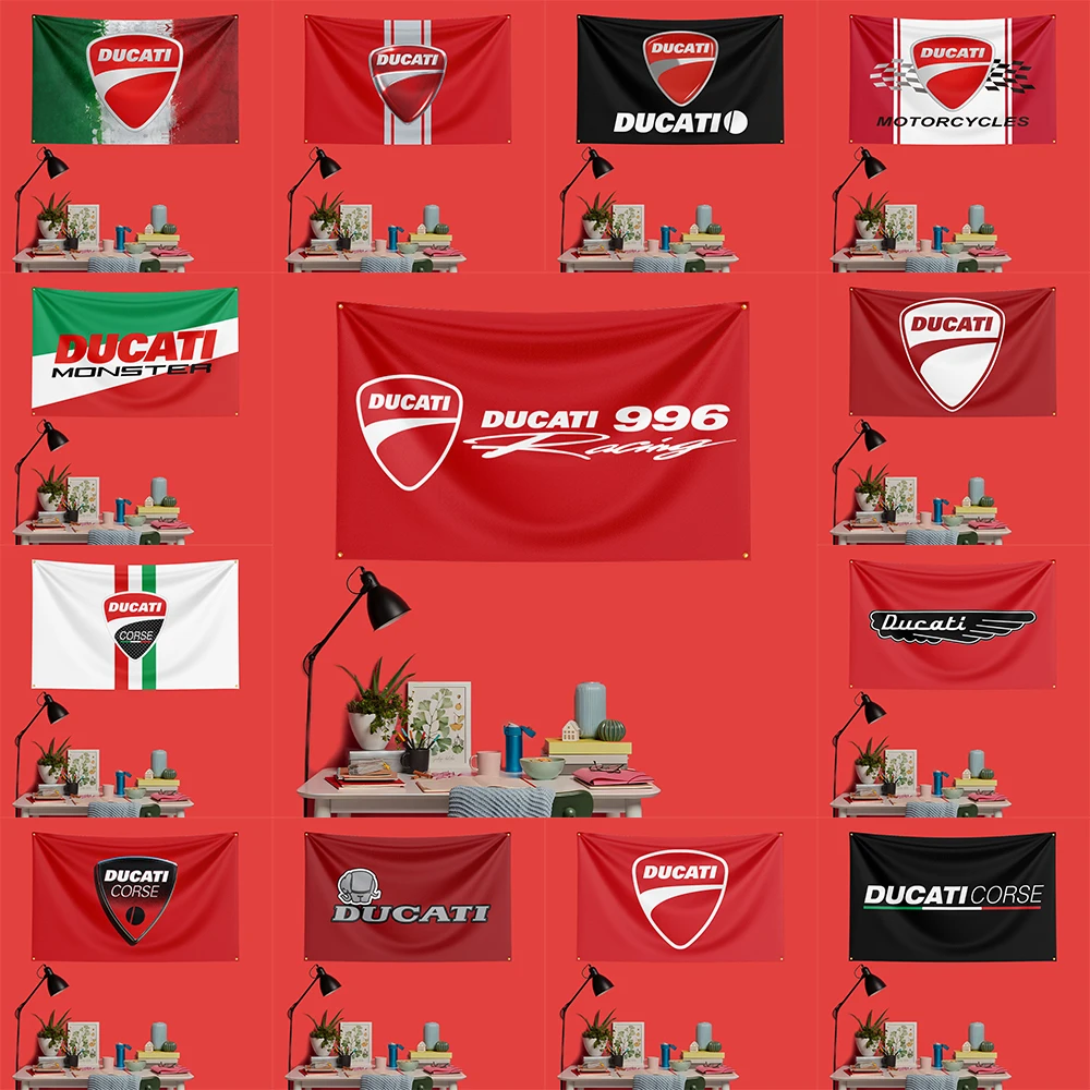 

Du-cati Motorcycle Flag 3x5 FT 90x150cm Polyester Decorative Banner Tapestry For Motorcycle Fans Garage Bedroom Wall Decoration