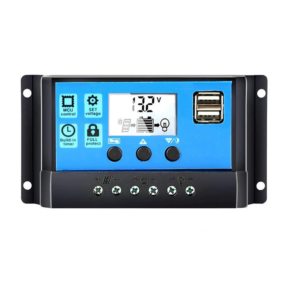 Universal Solar Panel Controller Battery Charge Regulator 12V/24V Auto With Dual USB for DIY