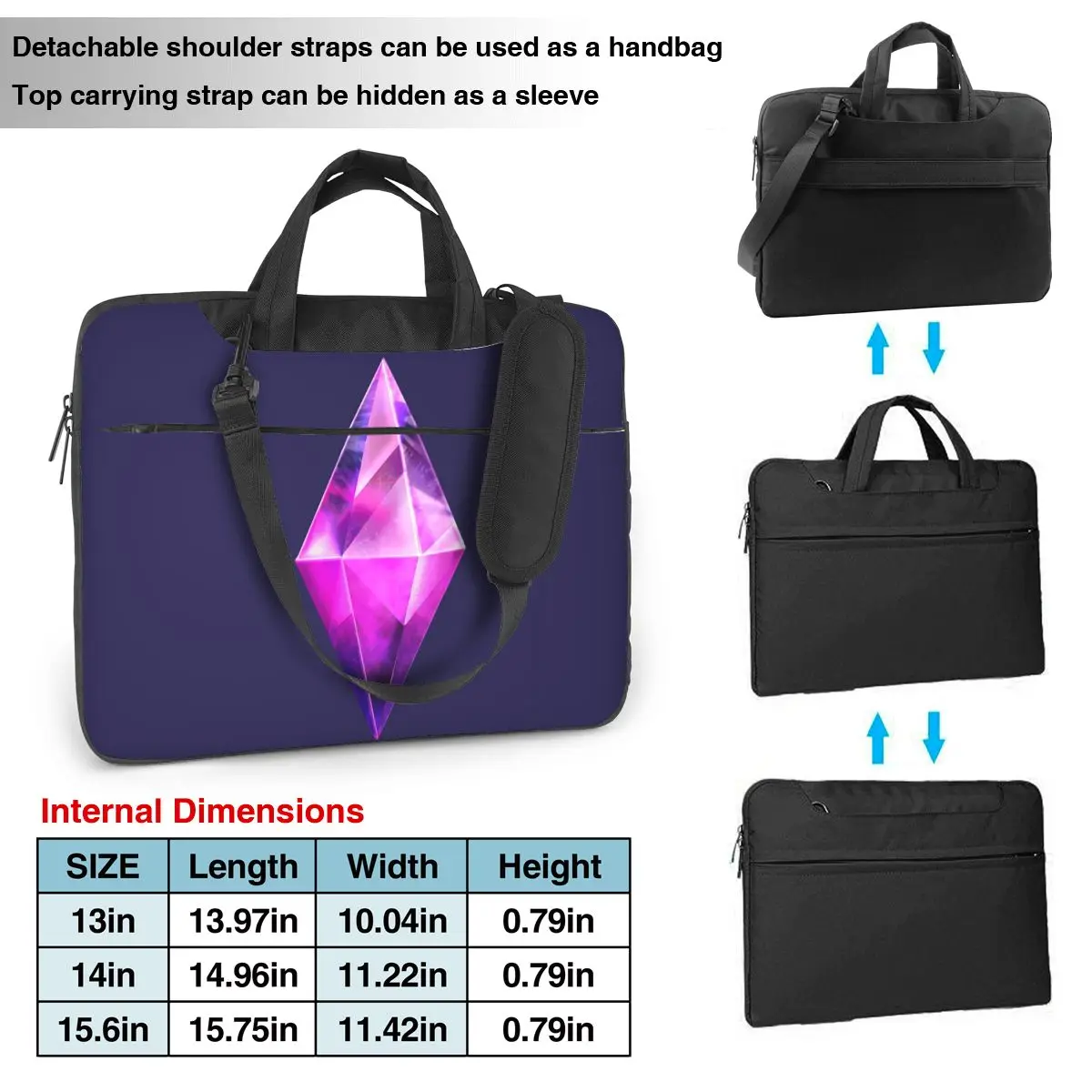 Sims 4 Purple Stylized Laptop Bag Protective Case Computer Bag 13 14 15.6 Inch Crossbody Notebook Pouch For Macbook Pro Air