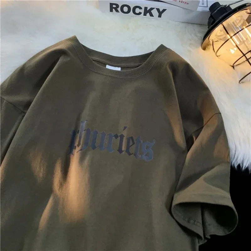 الجلد المدبوغ تي شيرت الرجال القطن موضة الأبيض رسالة رجالي الصيف بلايز الذكور المتضخم تي شيرت 4XL عادية للرجل الشارع الشهير #3