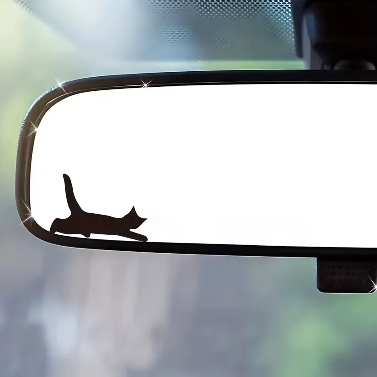 Cute Energetic Cat Sticker, Mirror Sticker - Vinyl Sticker for Car Mirror - Side Mirror - Car Window