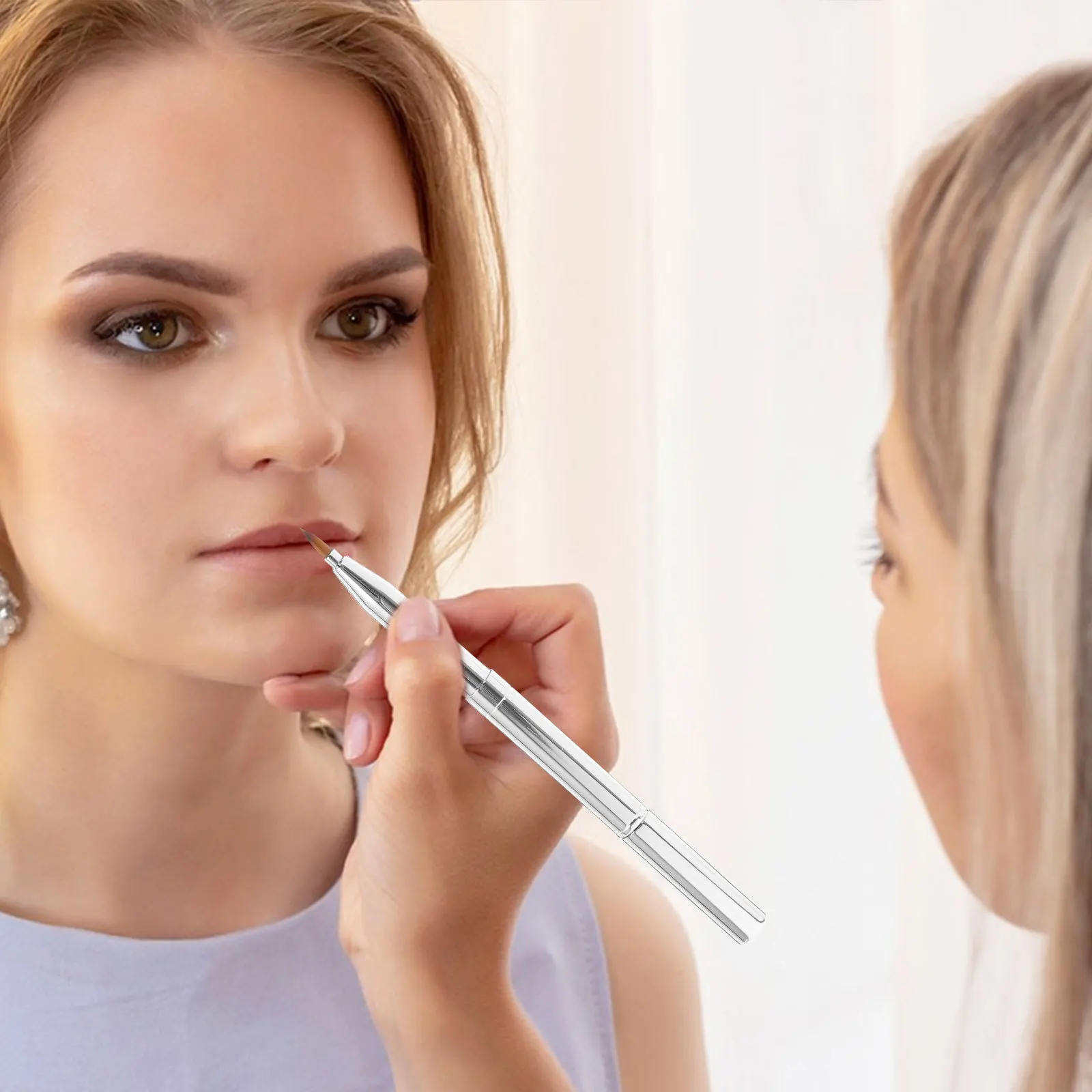 2개입 더블 헤드 메이크업 브러쉬 리트랙터블 립 글로스 어플리케이터 유연한 립 밤 도구 아이섀도우 컨실러 키트