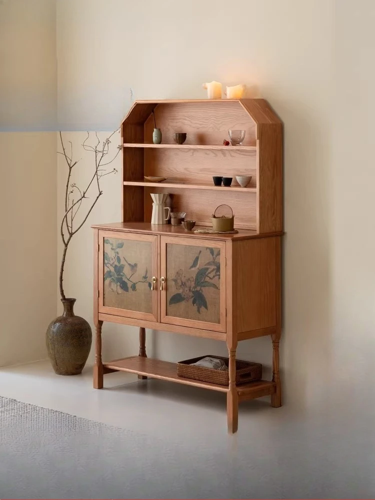 

Solid wood tea cabinet, wall-to-wall integrated hall, storage cabinet, retro sideboard, storage cabinet