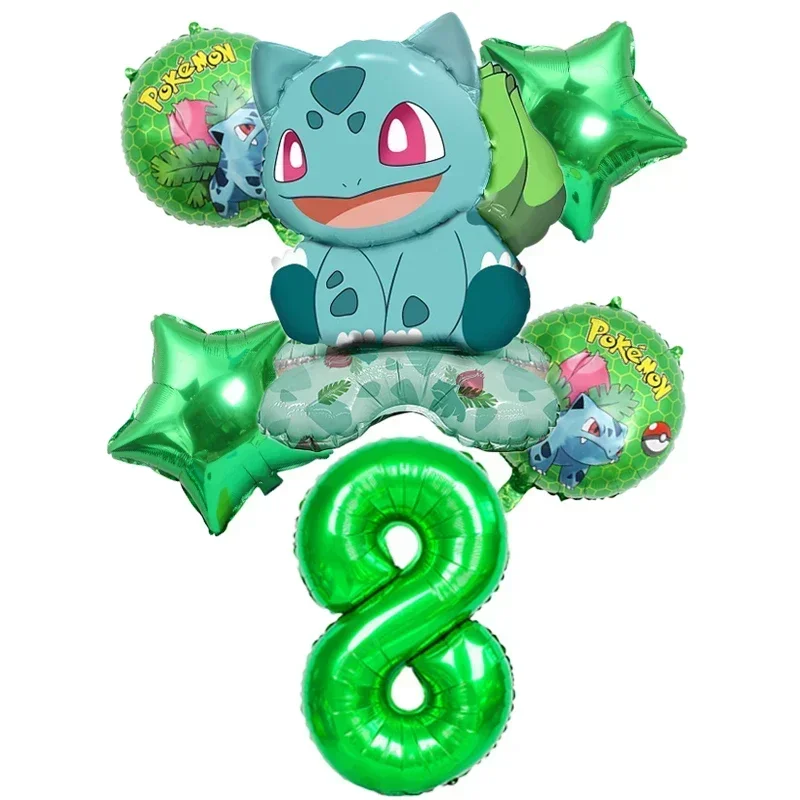 6 Stück Aluminiumfolienballons mit Cartoon-Pokemon-Pikachu-Motiv – ideal für Charmander Squirtle Bulbasaur-Geburtstagsparty-Zubehör!