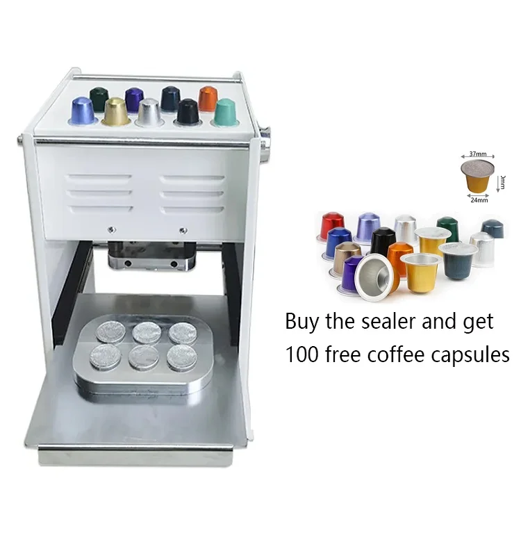 Small Manual Heat Sealing Machine, 6 Chamber, Nespresso Cup