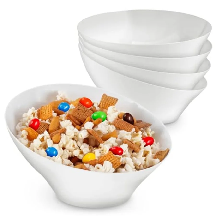 Plastic Serving Bowls 4 Pack Medium Disposable Snack Bowl Candy Dishes, Buffet Containers for Chips, Popcorn, Snacks, Mints, Sa