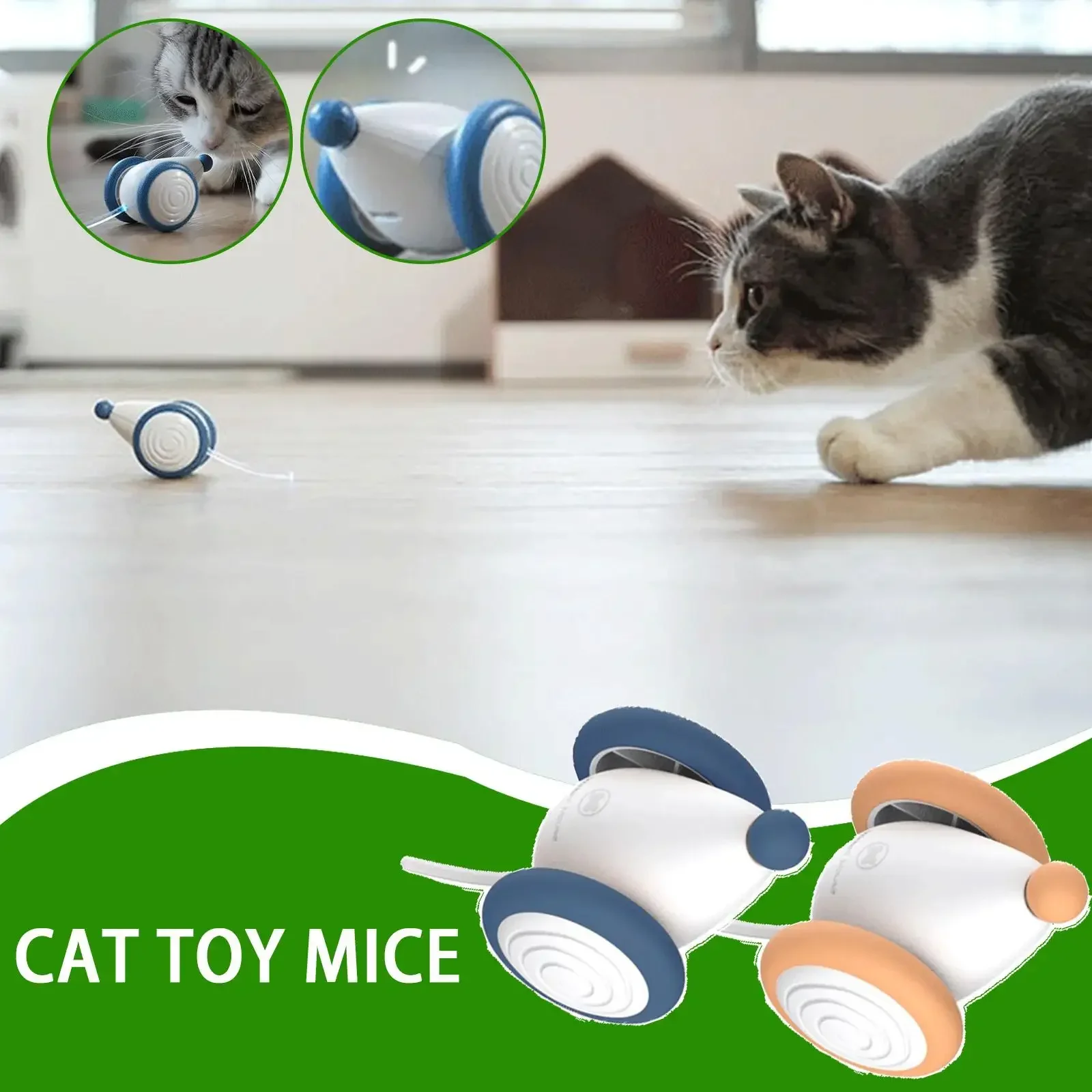 Automatic Interactive Cat Toys Mouse Kittens Play Ball Electronic Rat Cats Indoor Toys with LED Light Tail Smart Cat Hunting Toy