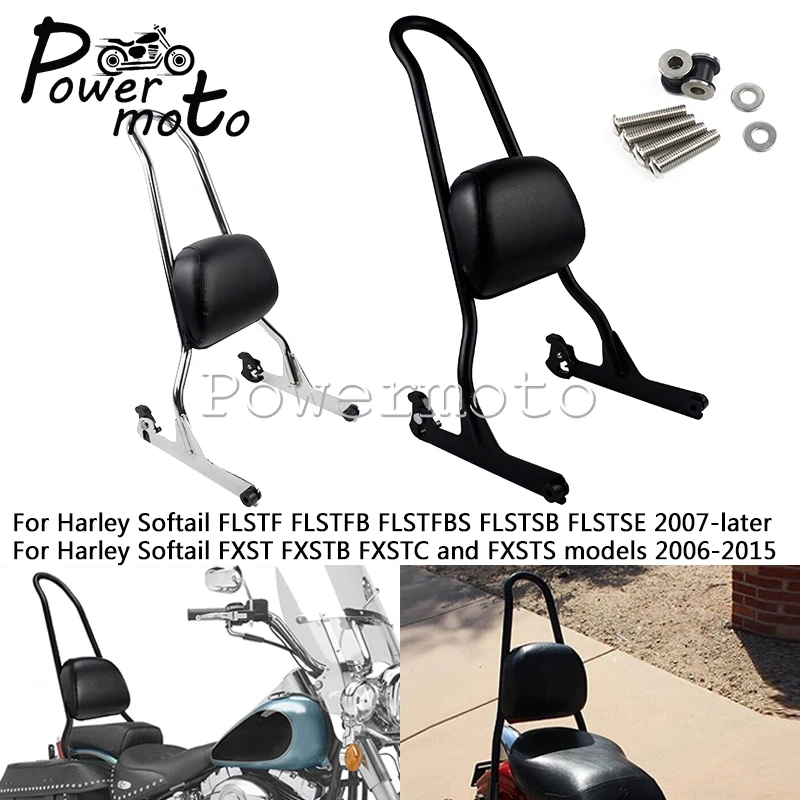 

Motorcycle Detachable Black Backrest Sissy Bar Pad For Harley Softail 2006-Up FXSTB FLSTF FLSTFB FLSTFBS FLSTSB FLSTSE FXST C