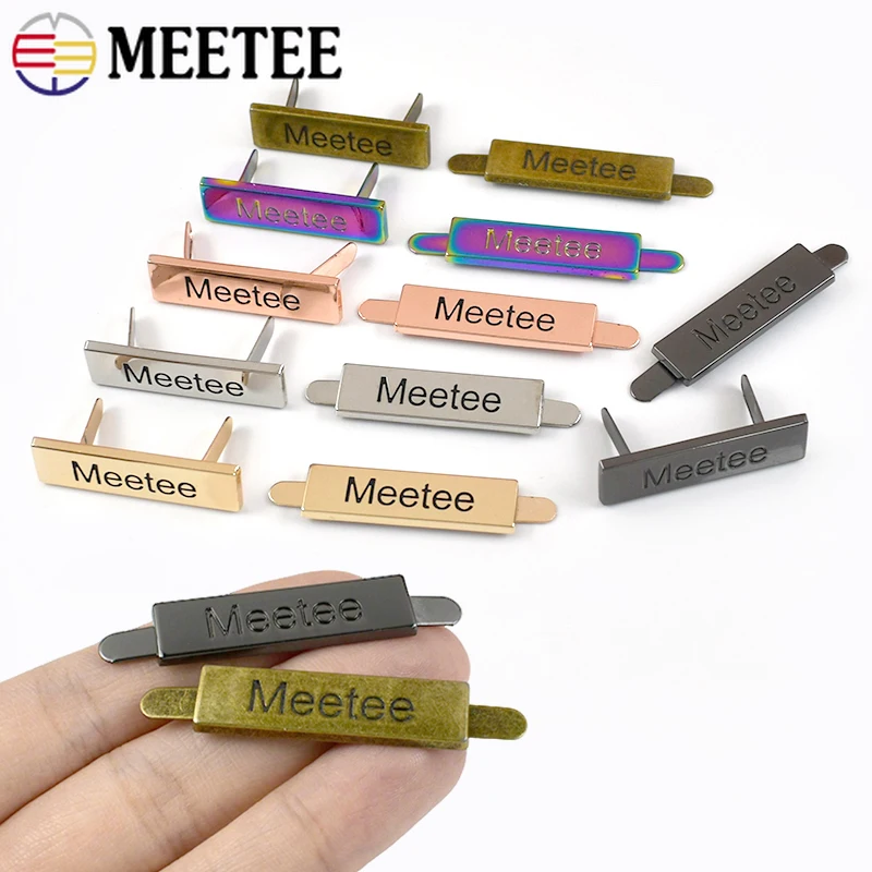 

5/10Pcs Meetee 36*10mm Metal Label Decorative Buckle Clothing Insert Tag Clasp Handmade Purse Logo Buckles Hardware Accessories