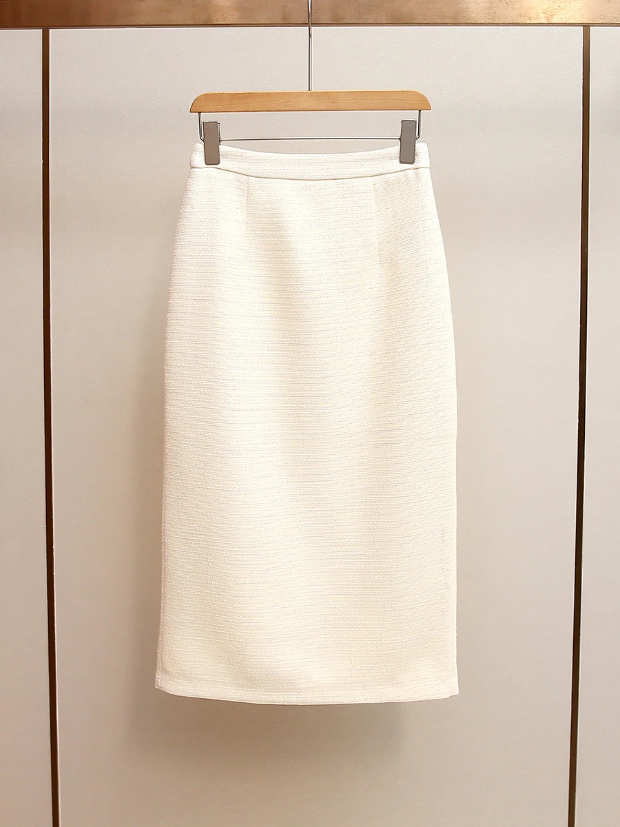 VGH Temperamento solido Dimagrante Set a due pezzi per le donne Girocollo Manica lunga Top Gonna a vita alta Autunno Chic Set femminile Nuovo