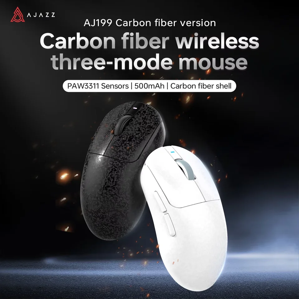 Mouse Gaming MAGIC-REFINER AJ199 – Superleggero 49g, Sensore PAW3311, Tri-Modo (WiFi/BT/USB), 24000 DPI, 1000Hz, Batteria 600mAh, Ricaricabile USB-C