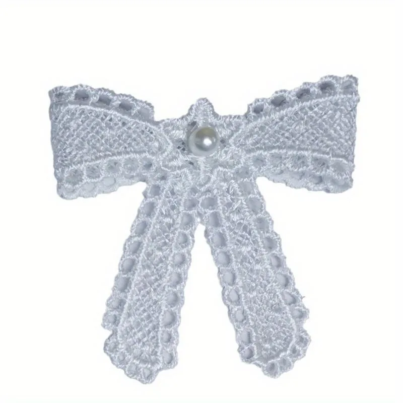 

10 шт. 3D двухслойные тканевые наклейки ручной работы с вышивкой в виде банта из бисера, декоративные тканевые наклейки для повязок на голову