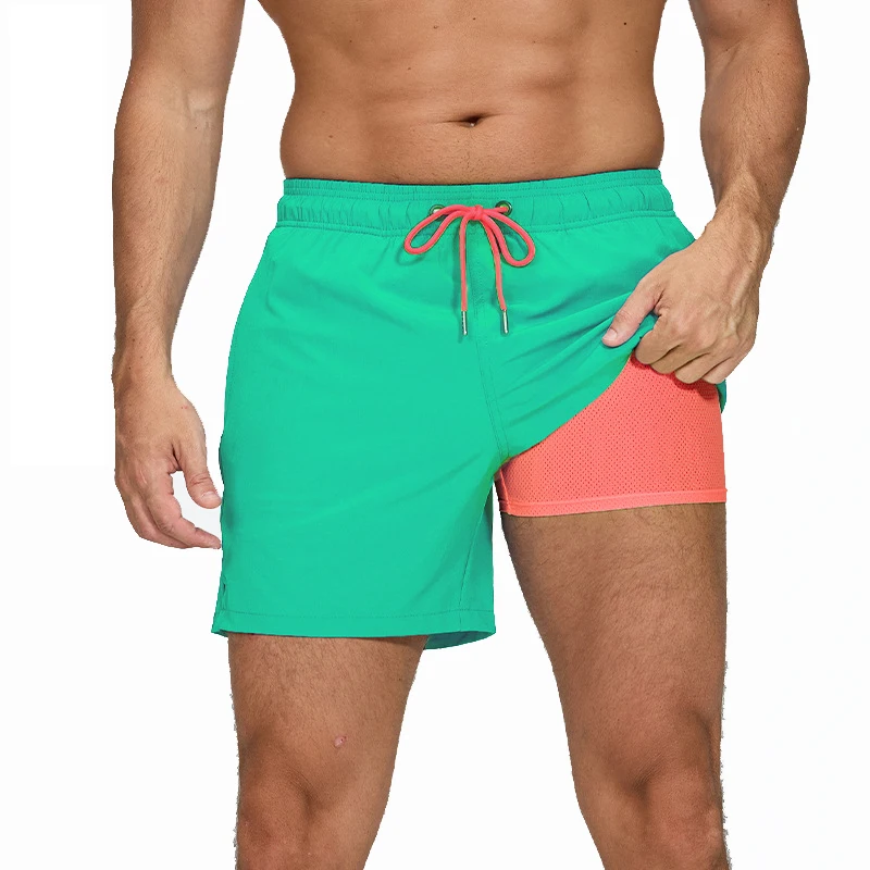 Upgrade Atmungsaktive Shorts für Herren 2-in-1 Schnelltrocknende Urlaubs-Fitness-Sport-Badeshorts mit Taschen Strandhosen für Damen und Paare Sommer – Detail 8