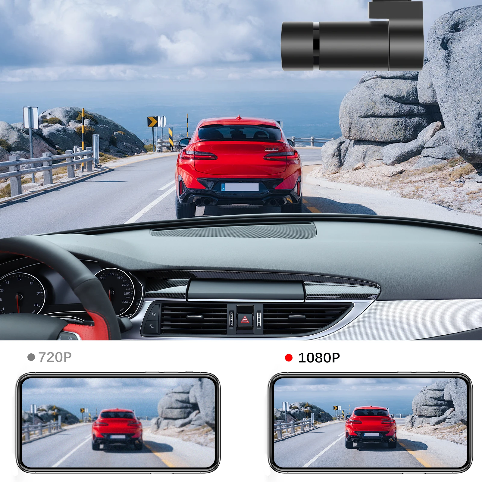 Podofo HD WiFi Dashboard Camera For Car Video Recorder Auto WDR Night Vision Wireless Parking Mode 24H Loop Recording DVR