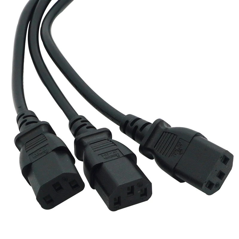 ขยายสาย IEC 320 C14ชาย3วิธี C13หญิง Y ประเภท Splitter สายไฟ,c14 3วิธี C13, 250V10A 60ซม.*